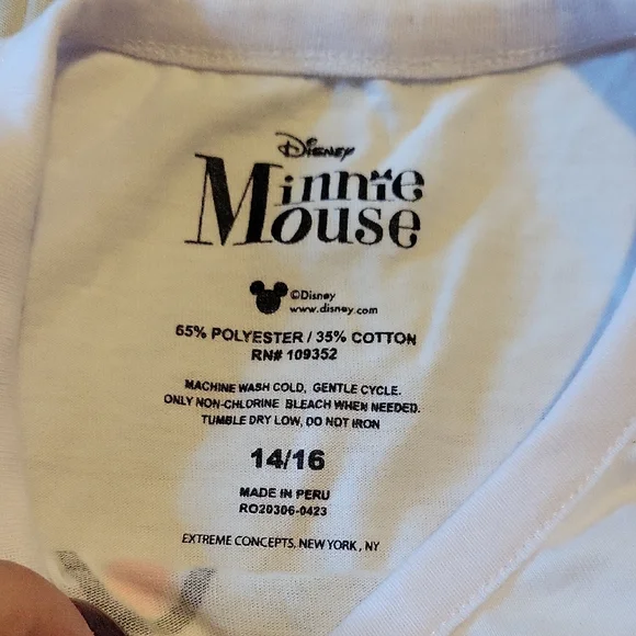 Disney Minnie Mouse Kids T-Shirt - White and Pink Accents - Picture 2 of 4